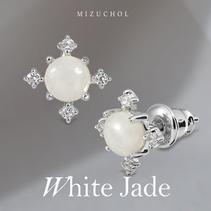 Gentle Love Earrings - White Jade