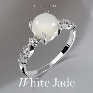 White Valentine Ring - White Jade