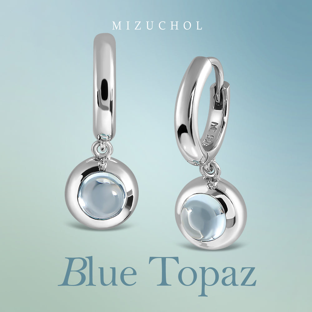 Rain Drop Hoop Earrings - Blue Topaz