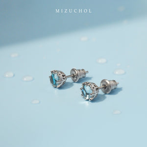 Rain Drop Stud Earrings - Blue Topaz