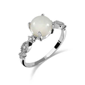 White Valentine Ring - White Jade